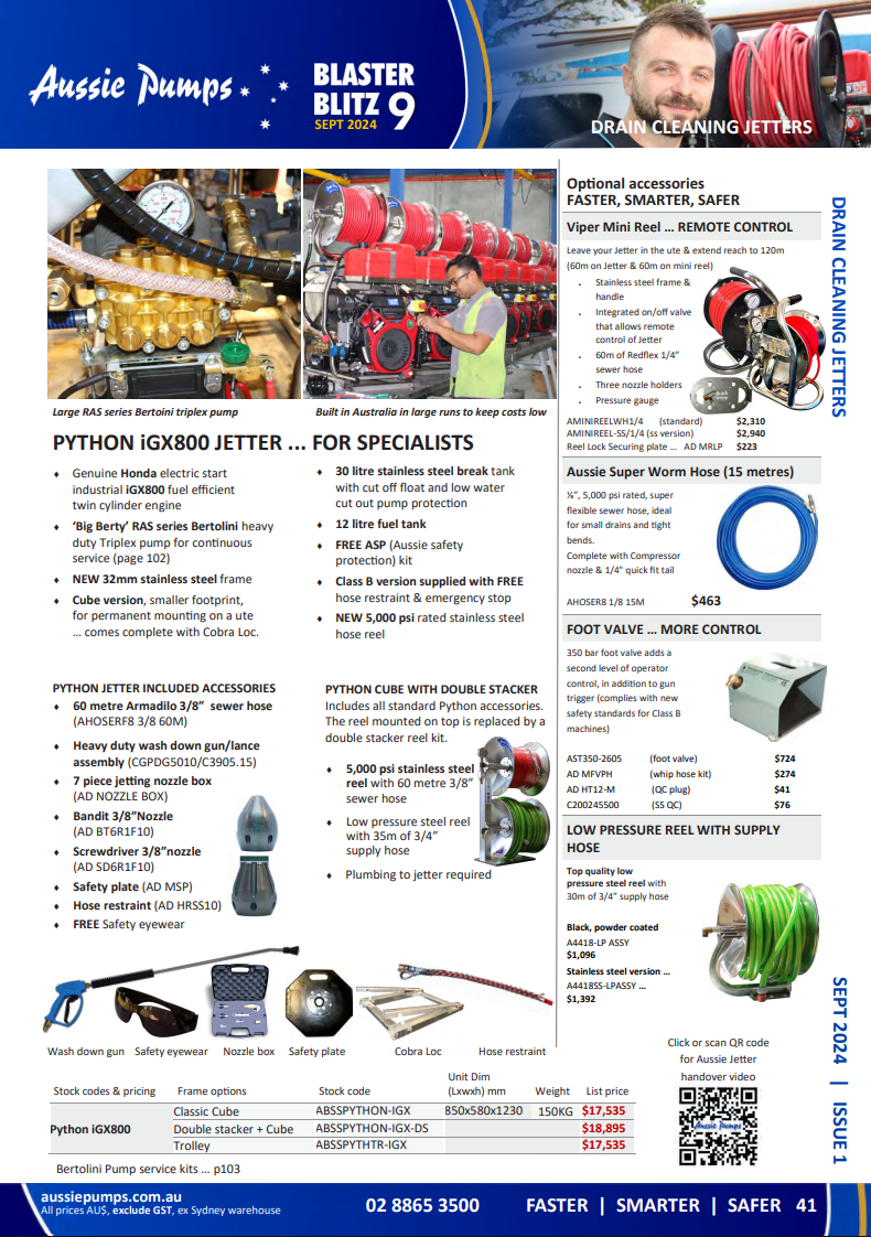 NEW PYTHON Deluxe HONDA iGX800 HIGH FLOW CLASS B RTO OPERATOR CERTIFICATION REQUIRED