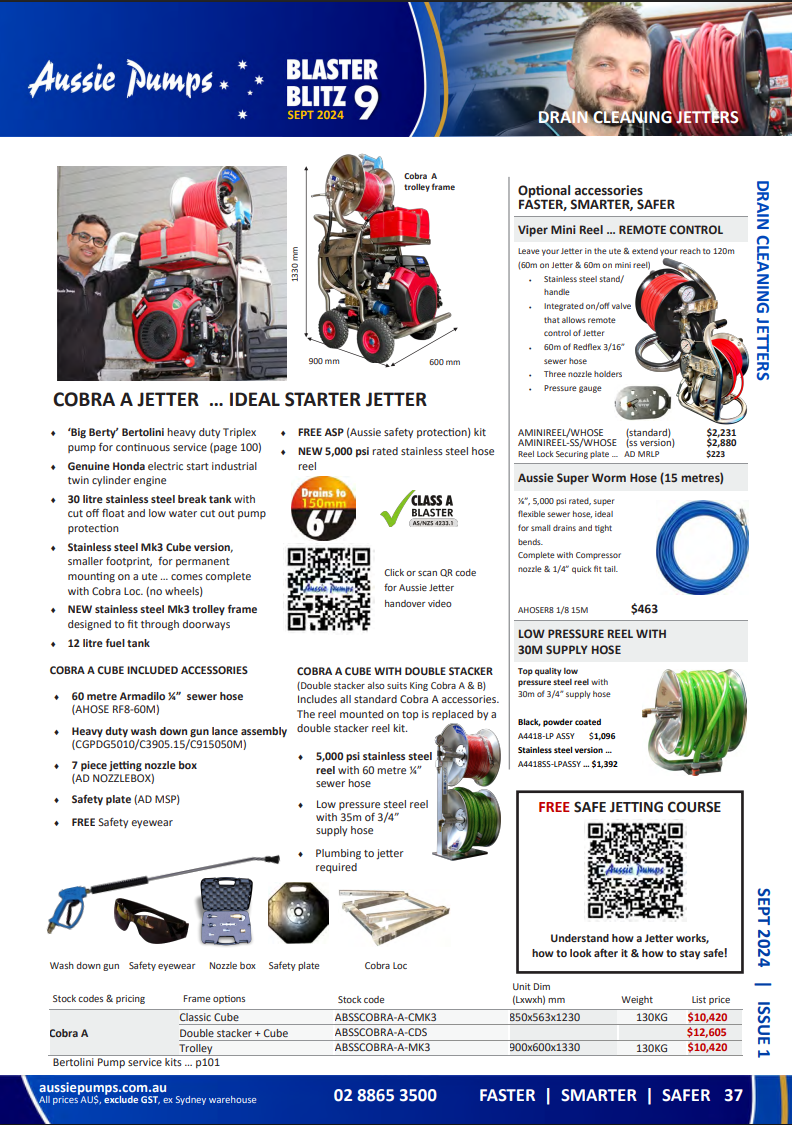 COBRA A Deluxe HONDA 4,000PSI CLASS A Honda E/S GX630